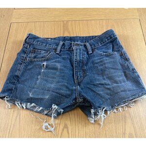 Levis Womens SZ 30/13 Distressed Denim Cutoff Shorts Medium Wash Frayed Hem
